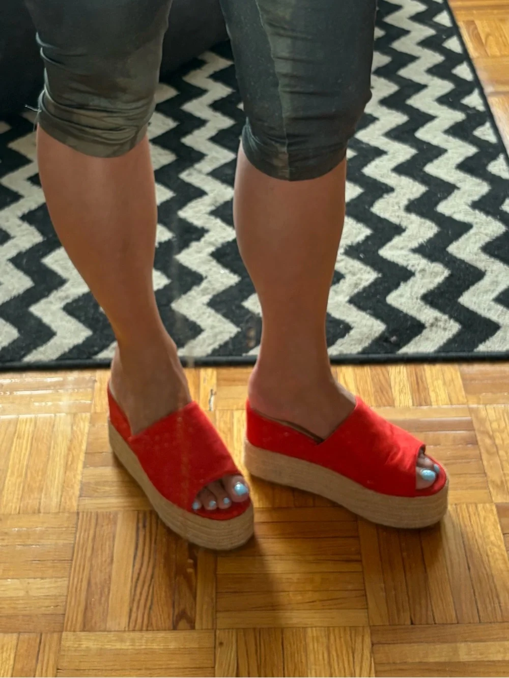 RAID Red orange Suede Espadrille Platform Slide
